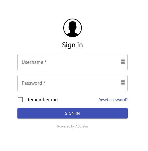 Authelia Login Page